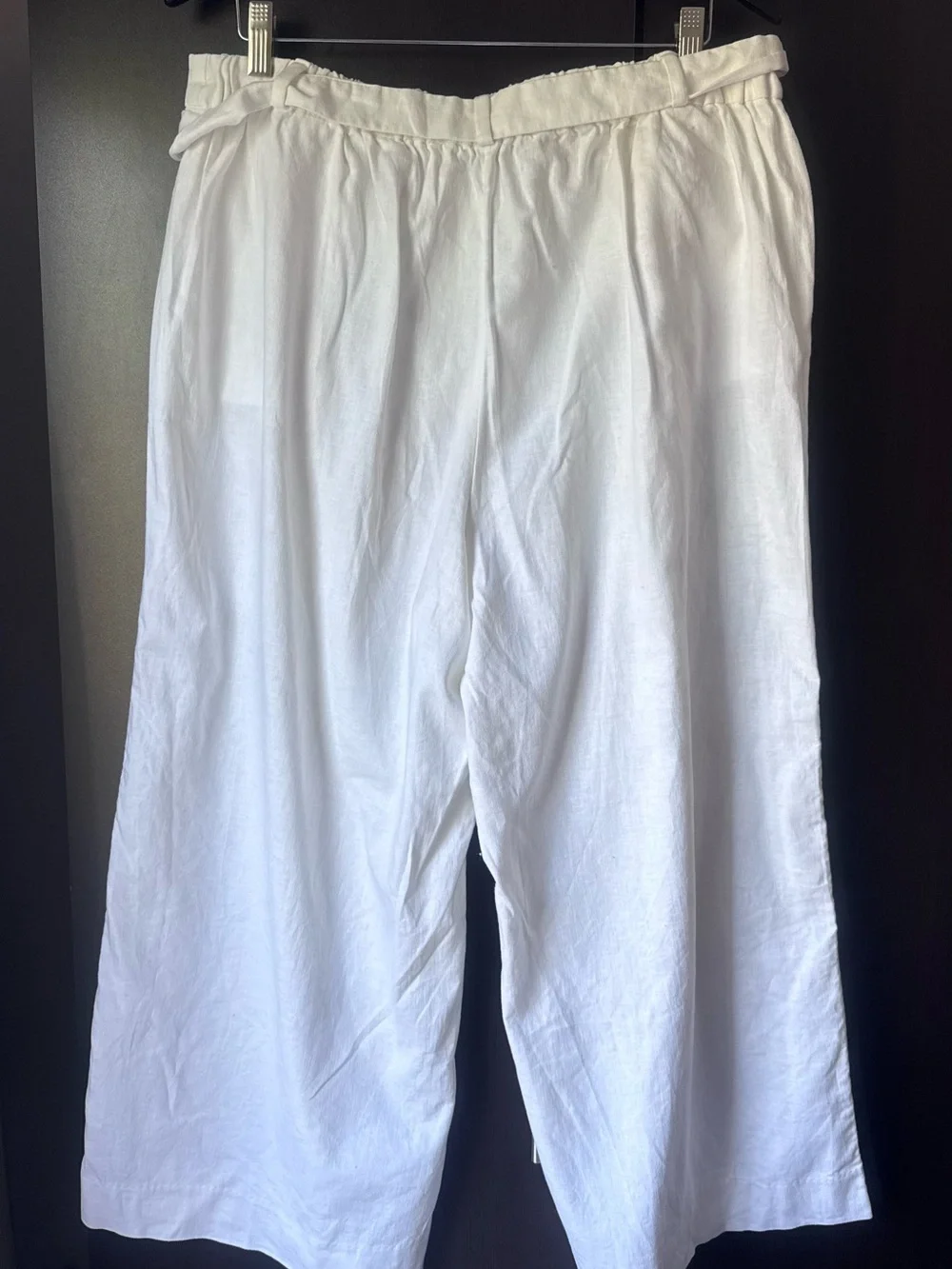 Banana Republic White Linen Blend Cropped Wide Leg Pants 14